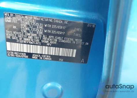 2016 Toyota Rav4 Le from USA, damaged, VIN 2T3ZFREV1GW253655